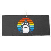 Retro Cool Shark With Sunglasses Funny Shark Large Microfiber Waffle Golf Towel