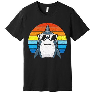 Retro Cool Shark With Sunglasses Funny Shark Premium T-Shirt