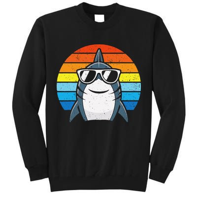 Retro Cool Shark With Sunglasses Funny Shark Tall Sweatshirt