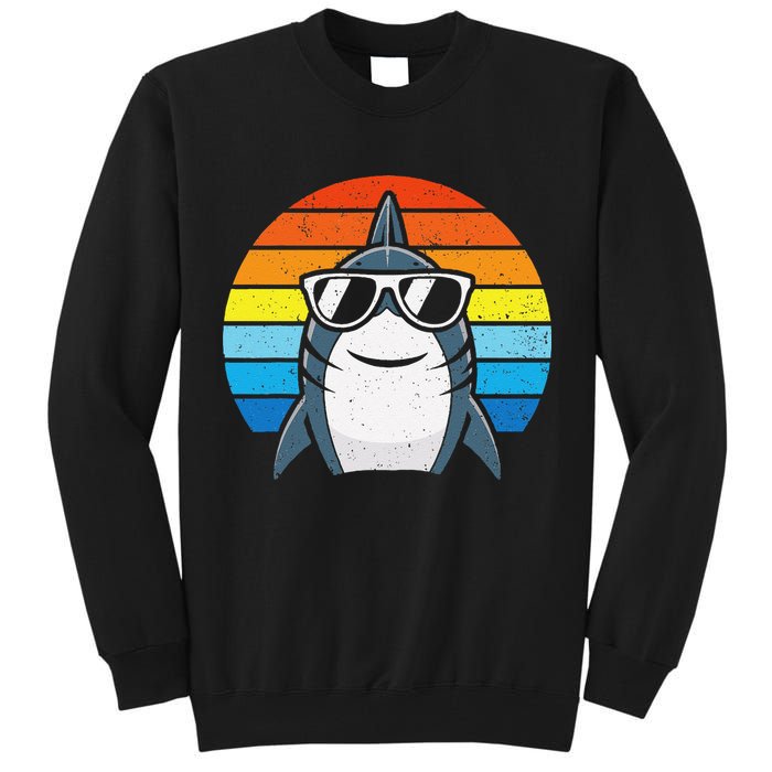 Retro Cool Shark With Sunglasses Funny Shark Tall Sweatshirt