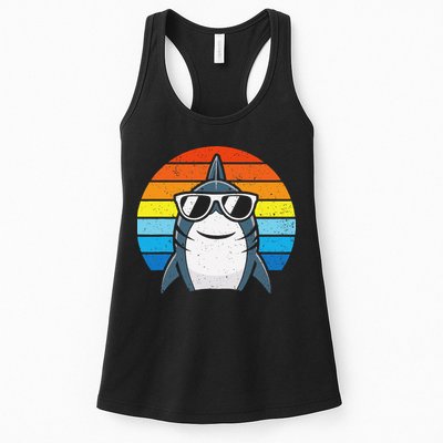 Retro Cool Shark With Sunglasses Funny Shark Womens Tank Top