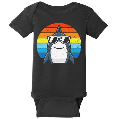 Retro Cool Shark With Sunglasses Funny Shark Baby Bodysuit