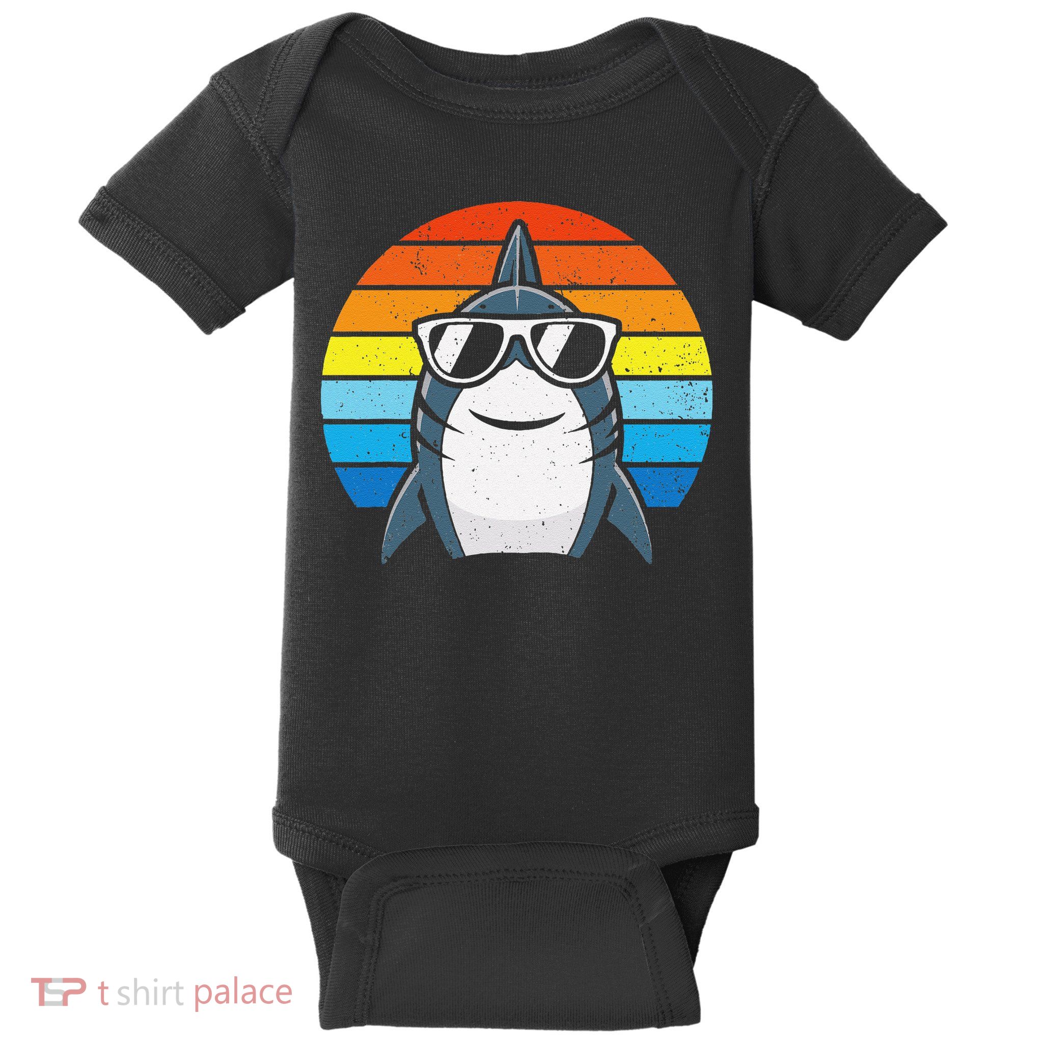 Retro Cool Shark With Sunglasses Funny Shark Baby Bodysuit