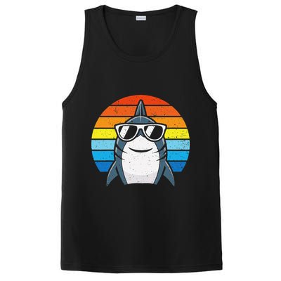 Retro Cool Shark With Sunglasses Funny Shark PosiCharge Competitor Tank