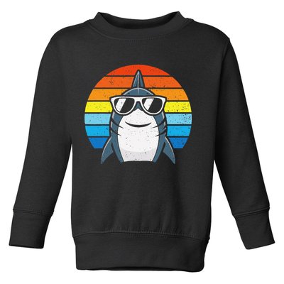 Retro Cool Shark With Sunglasses Funny Shark Toddler Sweatshirt