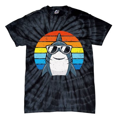 Retro Cool Shark With Sunglasses Funny Shark Tie-Dye T-Shirt