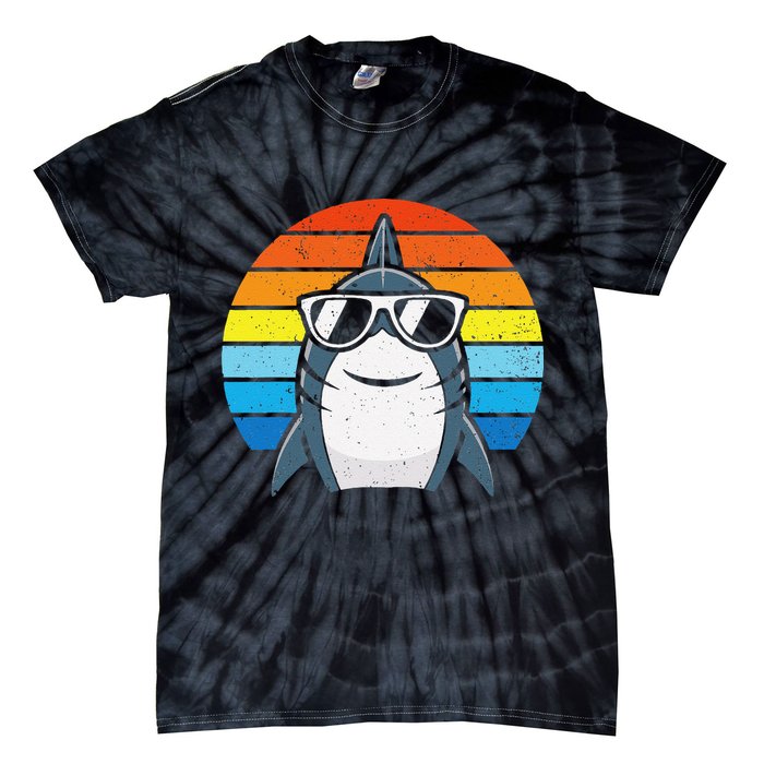 Retro Cool Shark With Sunglasses Funny Shark Tie-Dye T-Shirt