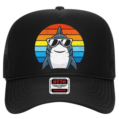 Retro Cool Shark With Sunglasses Funny Shark Trucker Hat