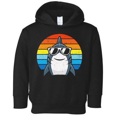 Retro Cool Shark With Sunglasses Funny Shark Toddler Hoodie