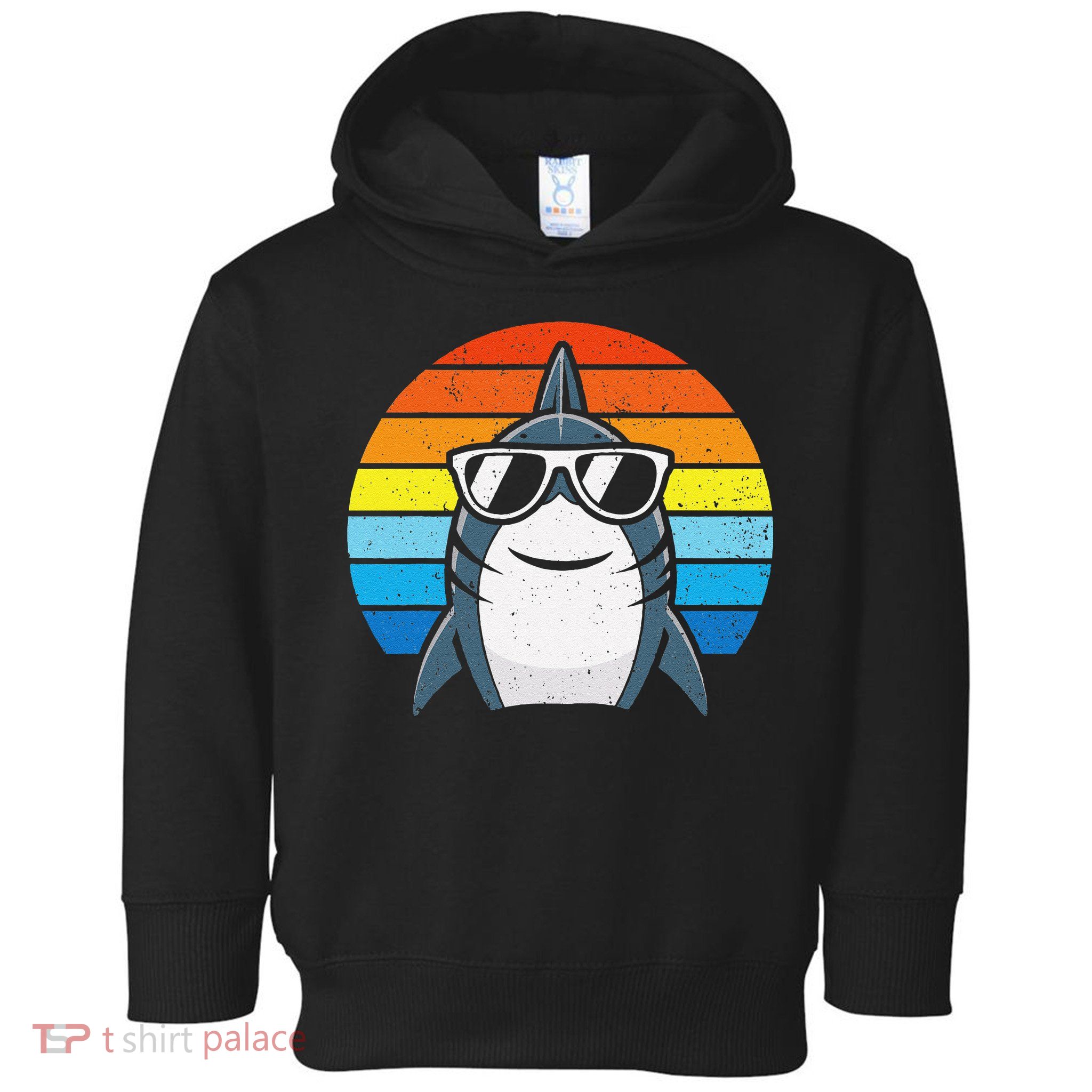 Retro Cool Shark With Sunglasses Funny Shark Toddler Hoodie