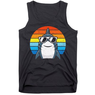 Retro Cool Shark With Sunglasses Funny Shark Tank Top