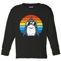 Retro Cool Shark With Sunglasses Funny Shark Toddler Long Sleeve Shirt
