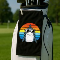 Retro Cool Shark With Sunglasses Funny Shark Golf Towel