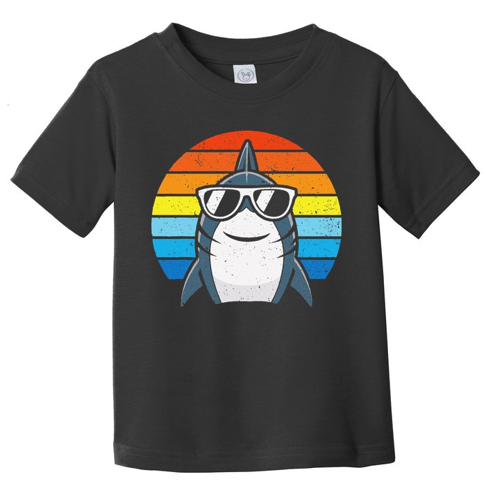 Retro Cool Shark With Sunglasses Funny Shark Toddler T-Shirt