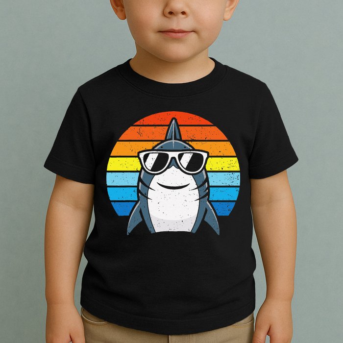 Retro Cool Shark With Sunglasses Funny Shark Toddler T-Shirt