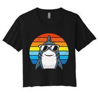 Retro Cool Shark With Sunglasses Funny Shark Crop Top