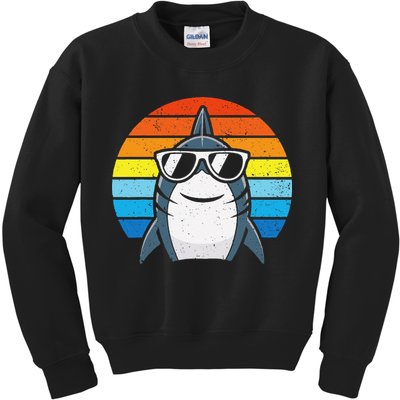 Retro Cool Shark With Sunglasses Funny Shark Kids Sweatshirt