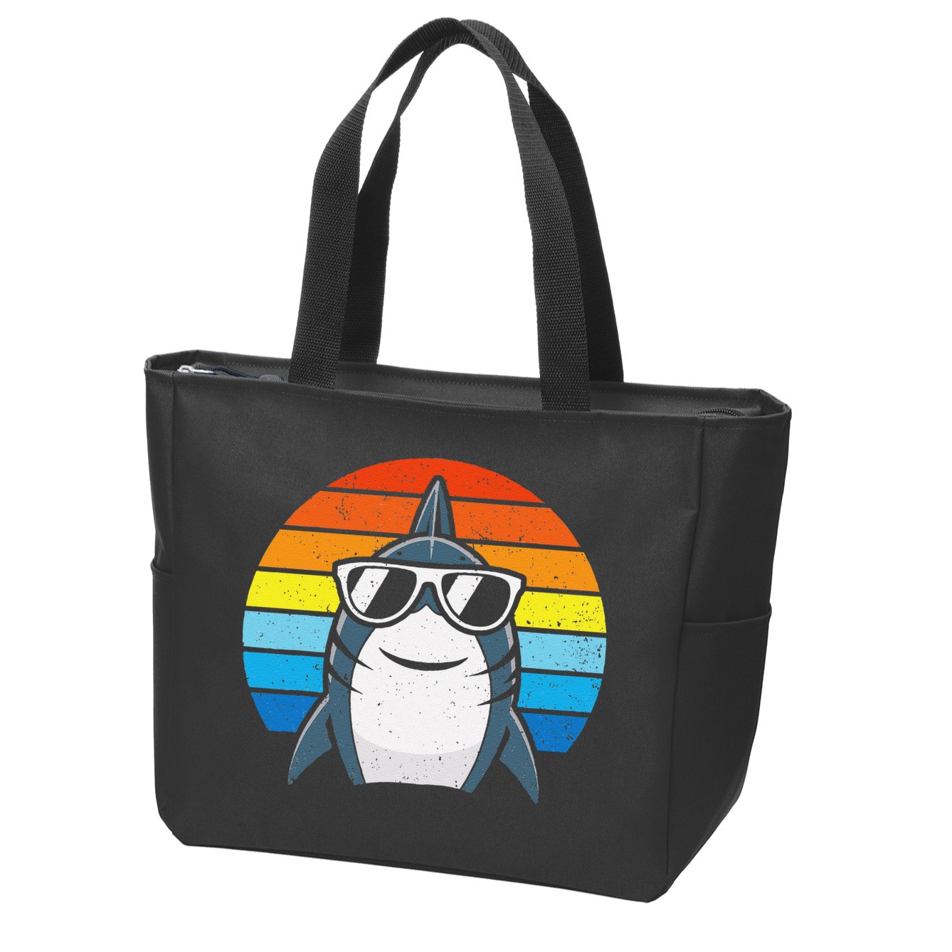 Retro Cool Shark With Sunglasses Funny Shark Zip Tote Bag
