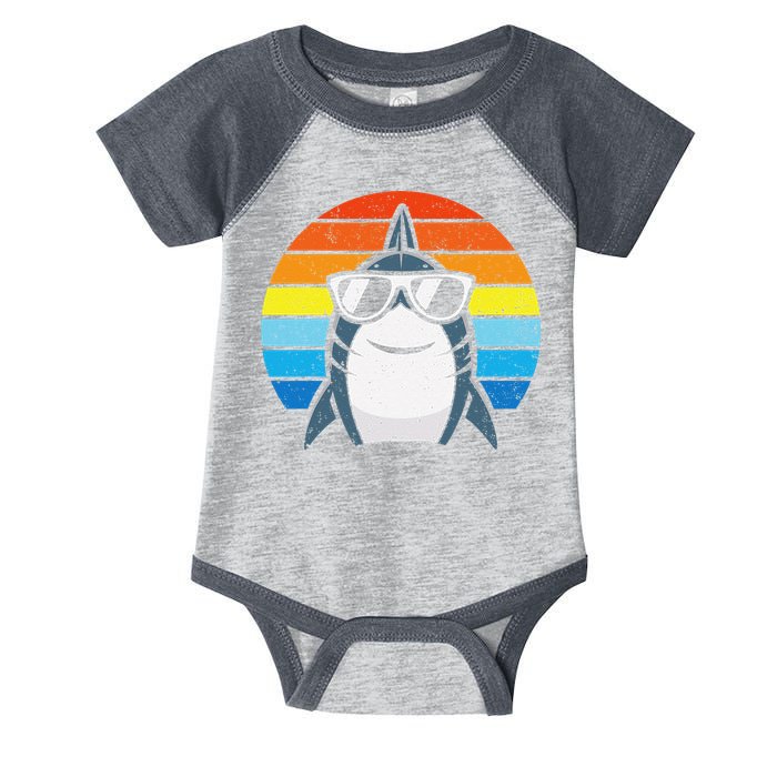 Retro Cool Shark With Sunglasses Funny Shark Infant Baby Jersey Bodysuit