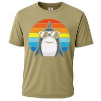 Retro Cool Shark With Sunglasses Funny Shark Performance Shirt