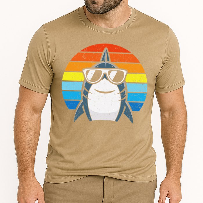 Retro Cool Shark With Sunglasses Funny Shark Performance Shirt