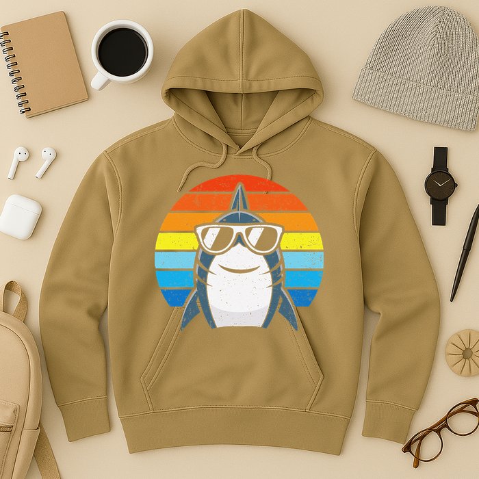 Retro Cool Shark With Sunglasses Funny Shark Hoodie