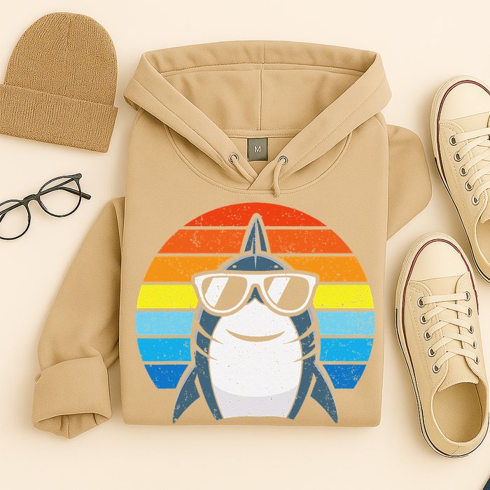 Retro Cool Shark With Sunglasses Funny Shark Hoodie