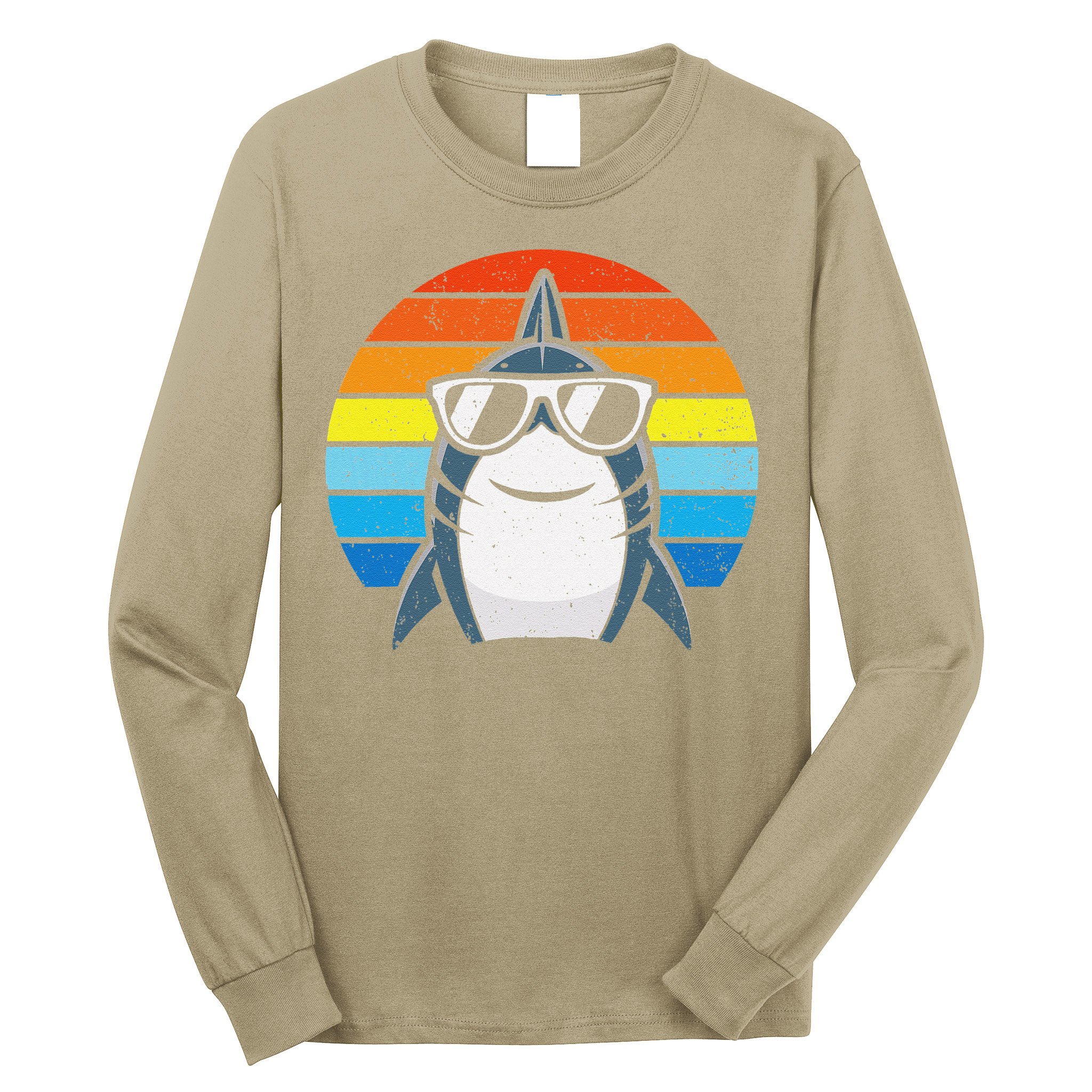Retro Cool Shark With Sunglasses Funny Shark Long Sleeve Shirt