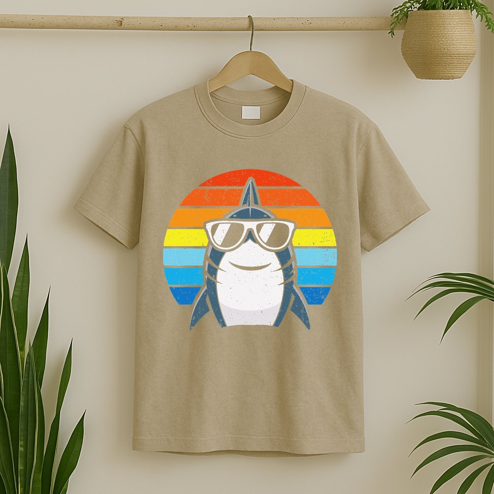 Retro Cool Shark With Sunglasses Funny Shark T-Shirt