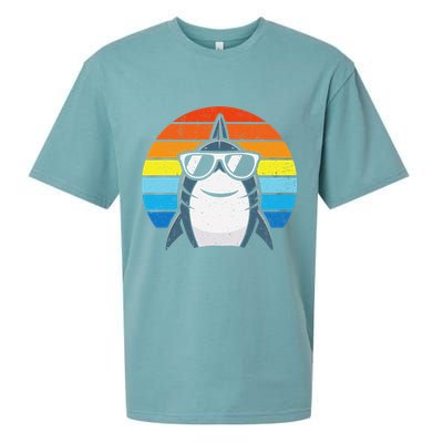 Retro Cool Shark With Sunglasses Funny Shark Sueded Cloud Jersey T-Shirt
