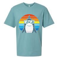 Retro Cool Shark With Sunglasses Funny Shark Sueded Cloud Jersey T-Shirt