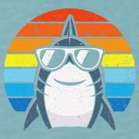 Retro Cool Shark With Sunglasses Funny Shark Sueded Cloud Jersey T-Shirt