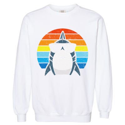Retro Cool Shark With Sunglasses Funny Shark Garment-Dyed Sweatshirt