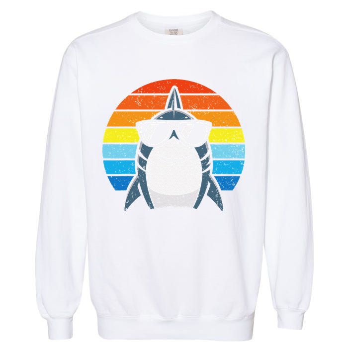 Retro Cool Shark With Sunglasses Funny Shark Garment-Dyed Sweatshirt