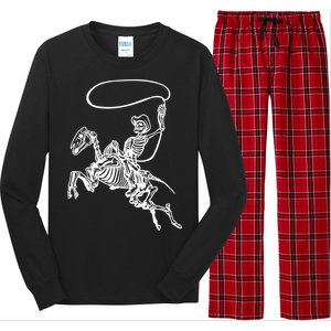 Retro Cow Skeleton Lassoing Western Country Horse Lovers Cute Gift Long Sleeve Pajama Set