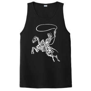 Retro Cow Skeleton Lassoing Western Country Horse Lovers Cute Gift PosiCharge Competitor Tank