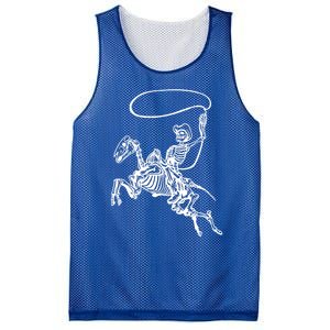 Retro Cow Skeleton Lassoing Western Country Horse Lovers Cute Gift Mesh Reversible Basketball Jersey Tank