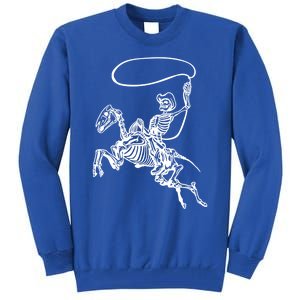 Retro Cow Skeleton Lassoing Western Country Horse Lovers Cute Gift Tall Sweatshirt