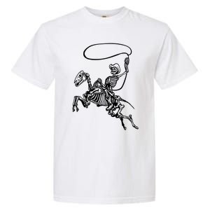 Retro Cow Skeleton Lassoing Western Country Horse Lovers Cute Gift Garment-Dyed Heavyweight T-Shirt