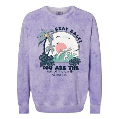 Retro Christian Stay Salty Colorblast Crewneck Sweatshirt