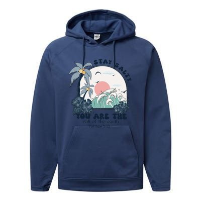 Retro Christian Stay Salty Performance Fleece Hoodie