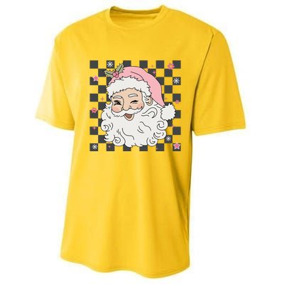 Retro Cute Santa Claus Pink Christmas Design  Performance Sprint T-Shirt