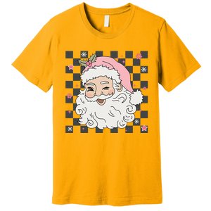 Retro Cute Santa Claus Pink Christmas Design  Premium T-Shirt