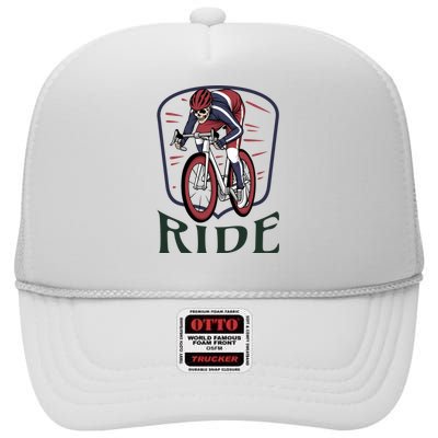 Ride Cycle Skeleton High Crown Mesh Back Trucker Hat