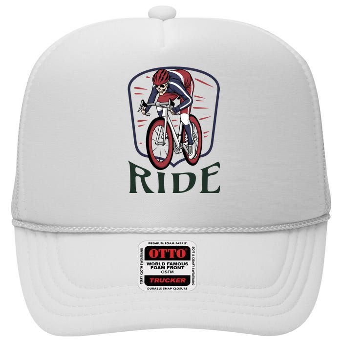 Ride Cycle Skeleton High Crown Mesh Back Trucker Hat