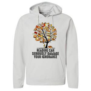 Reading Can Seriously Damage Your Ignorance Book Lover Performance Fleece Hoodie