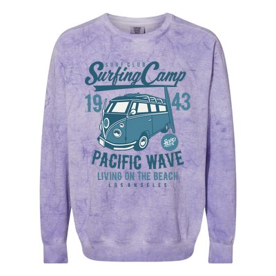 Retro California Surf Vintage Pacific Beach Long Board Wave Colorblast Crewneck Sweatshirt