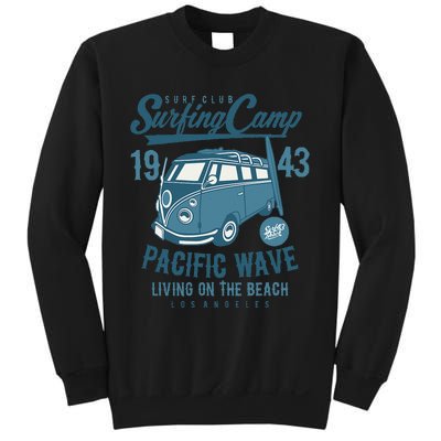 Retro California Surf Vintage Pacific Beach Long Board Wave Sweatshirt