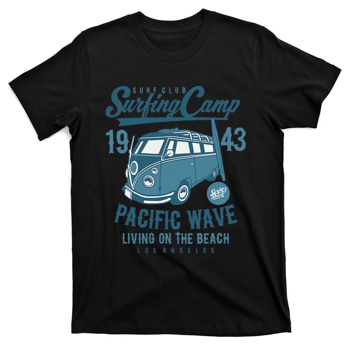 Retro California Surf Vintage Pacific Beach Long Board Wave T-Shirt