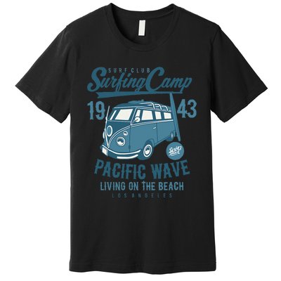 Retro California Surf Vintage Pacific Beach Long Board Wave Premium T-Shirt